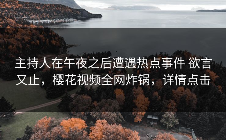 主持人在午夜之后遭遇热点事件 欲言又止，樱花视频全网炸锅，详情点击