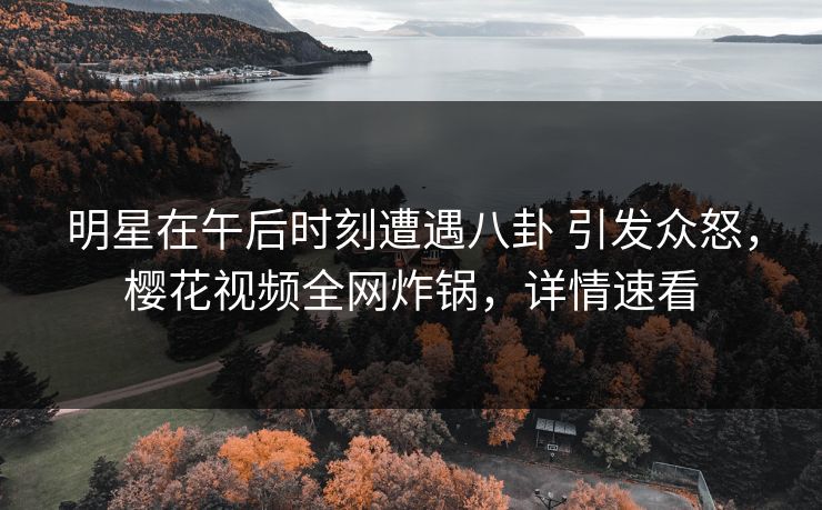 明星在午后时刻遭遇八卦 引发众怒，樱花视频全网炸锅，详情速看